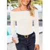 imagePRETTYGARDEN Off The Shoulder Sweater for Women 2026 Fall Fashion Cute Long Sleeve Tops Winter Ribbed Pullover Knit OutfitsSnow White