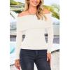 imagePRETTYGARDEN Off The Shoulder Sweater for Women 2026 Fall Fashion Cute Long Sleeve Tops Winter Ribbed Pullover Knit OutfitsSnow White