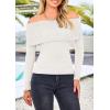 imagePRETTYGARDEN Off The Shoulder Sweater for Women 2026 Fall Fashion Cute Long Sleeve Tops Winter Ribbed Pullover Knit OutfitsWhite
