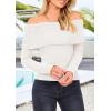 imagePRETTYGARDEN Off The Shoulder Sweater for Women 2026 Fall Fashion Cute Long Sleeve Tops Winter Ribbed Pullover Knit OutfitsWhite