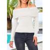 imagePRETTYGARDEN Off The Shoulder Sweater for Women 2026 Fall Fashion Cute Long Sleeve Tops Winter Ribbed Pullover Knit OutfitsWhite