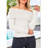 imagePRETTYGARDEN Off The Shoulder Sweater for Women 2026 Fall Fashion Cute Long Sleeve Tops Winter Ribbed Pullover Knit OutfitsWhite