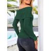 imagePRETTYGARDEN Off The Shoulder Sweater for Women 2026 Fall Fashion Cute Long Sleeve Tops Winter Ribbed Pullover Knit OutfitsWood Green