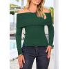 imagePRETTYGARDEN Off The Shoulder Sweater for Women 2026 Fall Fashion Cute Long Sleeve Tops Winter Ribbed Pullover Knit OutfitsWood Green