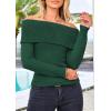 imagePRETTYGARDEN Off The Shoulder Sweater for Women 2026 Fall Fashion Cute Long Sleeve Tops Winter Ribbed Pullover Knit OutfitsWood Green