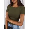 imagePRETTYGARDEN Women 2026 Summer Crew Neck Short Sleeve Tops Ribbed Knit Slim Fit Fashion Basic Tee Shirts Casual Going Out TopArmy Green