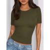 imagePRETTYGARDEN Women 2026 Summer Crew Neck Short Sleeve Tops Ribbed Knit Slim Fit Fashion Basic Tee Shirts Casual Going Out TopArmy Green