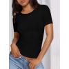imagePRETTYGARDEN Women 2026 Summer Crew Neck Short Sleeve Tops Ribbed Knit Slim Fit Fashion Basic Tee Shirts Casual Going Out TopBlack