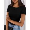 imagePRETTYGARDEN Women 2026 Summer Crew Neck Short Sleeve Tops Ribbed Knit Slim Fit Fashion Basic Tee Shirts Casual Going Out TopBlack