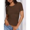 imagePRETTYGARDEN Women 2026 Summer Crew Neck Short Sleeve Tops Ribbed Knit Slim Fit Fashion Basic Tee Shirts Casual Going Out TopCoffee