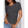 imagePRETTYGARDEN Women 2026 Summer Crew Neck Short Sleeve Tops Ribbed Knit Slim Fit Fashion Basic Tee Shirts Casual Going Out TopDark Grey