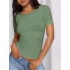imagePRETTYGARDEN Women 2026 Summer Crew Neck Short Sleeve Tops Ribbed Knit Slim Fit Fashion Basic Tee Shirts Casual Going Out TopGreen