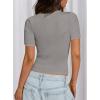 imagePRETTYGARDEN Women 2026 Summer Crew Neck Short Sleeve Tops Ribbed Knit Slim Fit Fashion Basic Tee Shirts Casual Going Out TopGrey