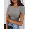 imagePRETTYGARDEN Women 2026 Summer Crew Neck Short Sleeve Tops Ribbed Knit Slim Fit Fashion Basic Tee Shirts Casual Going Out TopGrey