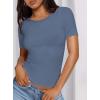 imagePRETTYGARDEN Women 2026 Summer Crew Neck Short Sleeve Tops Ribbed Knit Slim Fit Fashion Basic Tee Shirts Casual Going Out TopGrey Blue