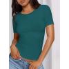 imagePRETTYGARDEN Women 2026 Summer Crew Neck Short Sleeve Tops Ribbed Knit Slim Fit Fashion Basic Tee Shirts Casual Going Out TopLake Blue