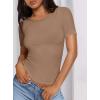 imagePRETTYGARDEN Women 2026 Summer Crew Neck Short Sleeve Tops Ribbed Knit Slim Fit Fashion Basic Tee Shirts Casual Going Out TopLight Khaki