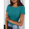 imagePRETTYGARDEN Women 2026 Summer Crew Neck Short Sleeve Tops Ribbed Knit Slim Fit Fashion Basic Tee Shirts Casual Going Out TopMalachite Green