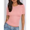 imagePRETTYGARDEN Women 2026 Summer Crew Neck Short Sleeve Tops Ribbed Knit Slim Fit Fashion Basic Tee Shirts Casual Going Out TopPink