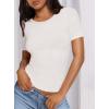 imagePRETTYGARDEN Women 2026 Summer Crew Neck Short Sleeve Tops Ribbed Knit Slim Fit Fashion Basic Tee Shirts Casual Going Out TopWhite