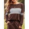 imagePRETTYGARDEN Womens 2 Piece Sets 2026 Long Sleeve Tops High Waisted Sweatpants Lounge Set Fall Fashion Travel OutfitsBrown