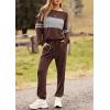 imagePRETTYGARDEN Womens 2 Piece Sets 2026 Long Sleeve Tops High Waisted Sweatpants Lounge Set Fall Fashion Travel OutfitsBrown