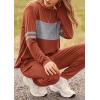 imagePRETTYGARDEN Womens 2 Piece Sets 2026 Long Sleeve Tops High Waisted Sweatpants Lounge Set Fall Fashion Travel OutfitsCaramel