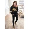 imagePRETTYGARDEN Womens 2 Piece Sets 2026 Long Sleeve Tops High Waisted Sweatpants Lounge Set Fall Fashion Travel OutfitsLeopard Black