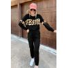 imagePRETTYGARDEN Womens 2 Piece Sets 2026 Long Sleeve Tops High Waisted Sweatpants Lounge Set Fall Fashion Travel OutfitsLeopard Black