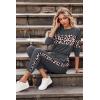 imagePRETTYGARDEN Womens 2 Piece Sets 2026 Long Sleeve Tops High Waisted Sweatpants Lounge Set Fall Fashion Travel OutfitsLeopard Dark Grey