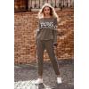 imagePRETTYGARDEN Womens 2 Piece Sets 2026 Long Sleeve Tops High Waisted Sweatpants Lounge Set Fall Fashion Travel OutfitsLeopard Dark Khaki
