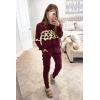 imagePRETTYGARDEN Womens 2 Piece Sets 2026 Long Sleeve Tops High Waisted Sweatpants Lounge Set Fall Fashion Travel OutfitsLeopard Wine Red