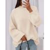 imagePRETTYGARDEN Womens 2026 Fall Oversized Sweaters Chunky Knit Mock Neck Long Sleeve Casual Trendy Pullover Winter ClothesBeige