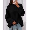 imagePRETTYGARDEN Womens 2026 Fall Oversized Sweaters Chunky Knit Mock Neck Long Sleeve Casual Trendy Pullover Winter ClothesBlack