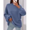 imagePRETTYGARDEN Womens 2026 Fall Oversized Sweaters Chunky Knit Mock Neck Long Sleeve Casual Trendy Pullover Winter ClothesBlue