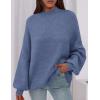 imagePRETTYGARDEN Womens 2026 Fall Oversized Sweaters Chunky Knit Mock Neck Long Sleeve Casual Trendy Pullover Winter ClothesBlue