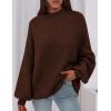 imagePRETTYGARDEN Womens 2026 Fall Oversized Sweaters Chunky Knit Mock Neck Long Sleeve Casual Trendy Pullover Winter ClothesBrown