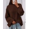 imagePRETTYGARDEN Womens 2026 Fall Oversized Sweaters Chunky Knit Mock Neck Long Sleeve Casual Trendy Pullover Winter ClothesBrown