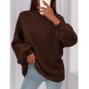 imagePRETTYGARDEN Womens 2026 Fall Oversized Sweaters Chunky Knit Mock Neck Long Sleeve Casual Trendy Pullover Winter ClothesBrown