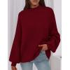 imagePRETTYGARDEN Womens 2026 Fall Oversized Sweaters Chunky Knit Mock Neck Long Sleeve Casual Trendy Pullover Winter ClothesBurgundy