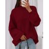 imagePRETTYGARDEN Womens 2026 Fall Oversized Sweaters Chunky Knit Mock Neck Long Sleeve Casual Trendy Pullover Winter ClothesBurgundy