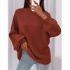 imagePRETTYGARDEN Womens 2026 Fall Oversized Sweaters Chunky Knit Mock Neck Long Sleeve Casual Trendy Pullover Winter ClothesBurnt Orange