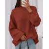 imagePRETTYGARDEN Womens 2026 Fall Oversized Sweaters Chunky Knit Mock Neck Long Sleeve Casual Trendy Pullover Winter ClothesBurnt Orange
