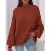 imagePRETTYGARDEN Womens 2026 Fall Oversized Sweaters Chunky Knit Mock Neck Long Sleeve Casual Trendy Pullover Winter ClothesBurnt Orange