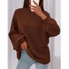 imagePRETTYGARDEN Womens 2026 Fall Oversized Sweaters Chunky Knit Mock Neck Long Sleeve Casual Trendy Pullover Winter ClothesCaramel
