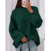 imagePRETTYGARDEN Womens 2026 Fall Oversized Sweaters Chunky Knit Mock Neck Long Sleeve Casual Trendy Pullover Winter ClothesDark Green