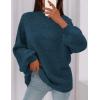 imagePRETTYGARDEN Womens 2026 Fall Oversized Sweaters Chunky Knit Mock Neck Long Sleeve Casual Trendy Pullover Winter ClothesDark Teal