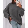 imagePRETTYGARDEN Womens 2026 Fall Oversized Sweaters Chunky Knit Mock Neck Long Sleeve Casual Trendy Pullover Winter ClothesGrey