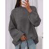 imagePRETTYGARDEN Womens 2026 Fall Oversized Sweaters Chunky Knit Mock Neck Long Sleeve Casual Trendy Pullover Winter ClothesGrey