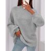 imagePRETTYGARDEN Womens 2026 Fall Oversized Sweaters Chunky Knit Mock Neck Long Sleeve Casual Trendy Pullover Winter ClothesLight Grey